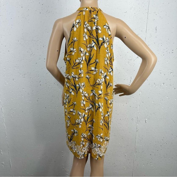 THML Women’s size Medium Mustard Yellow Floral Sleeveless Embroidered Dress - Picture 7 of 12
